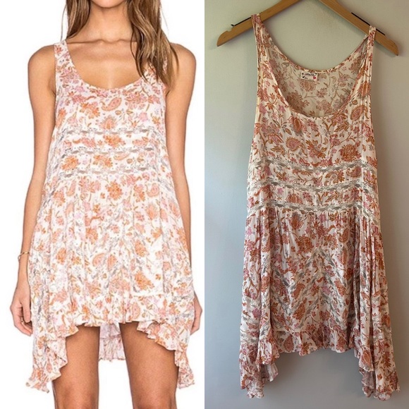 Free People Dresses & Skirts - Free People Voile Lace Trapeze Slip Dress Floral